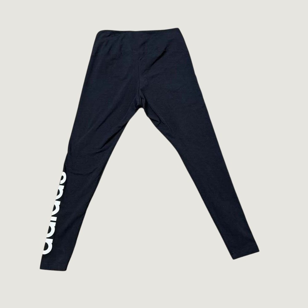 Adidas Leggings Womens Size S Linear Logo Cotton Blend Athletic Black Pants - Picture 2 of 6